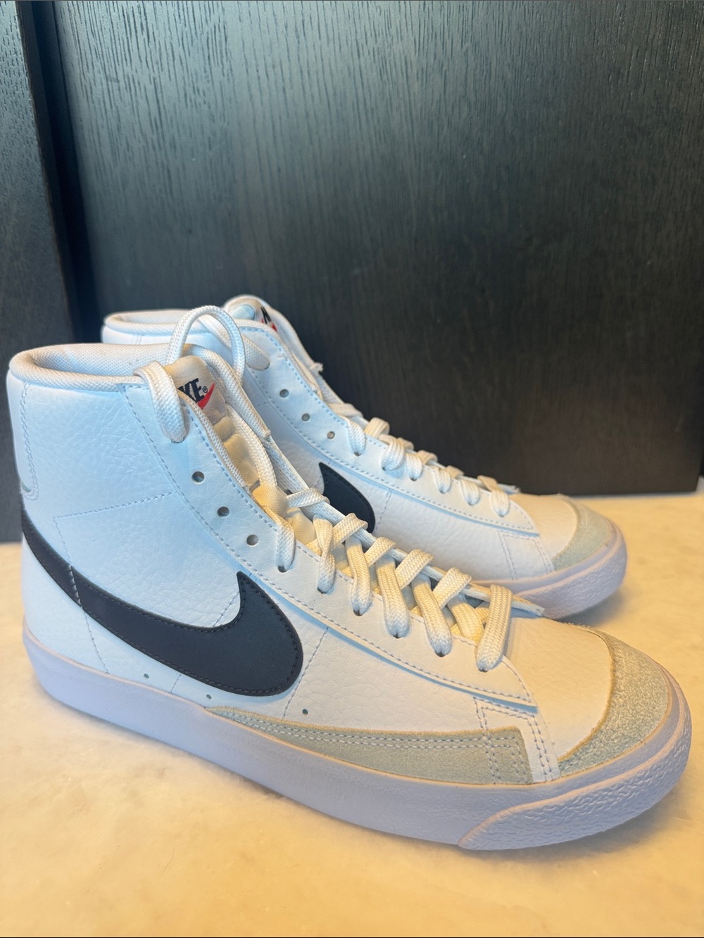 Nike High-Top Sneakers White with Black Swoosh